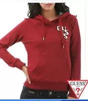 chaqueta hoodie guess mujer pas cher mot haut rouge